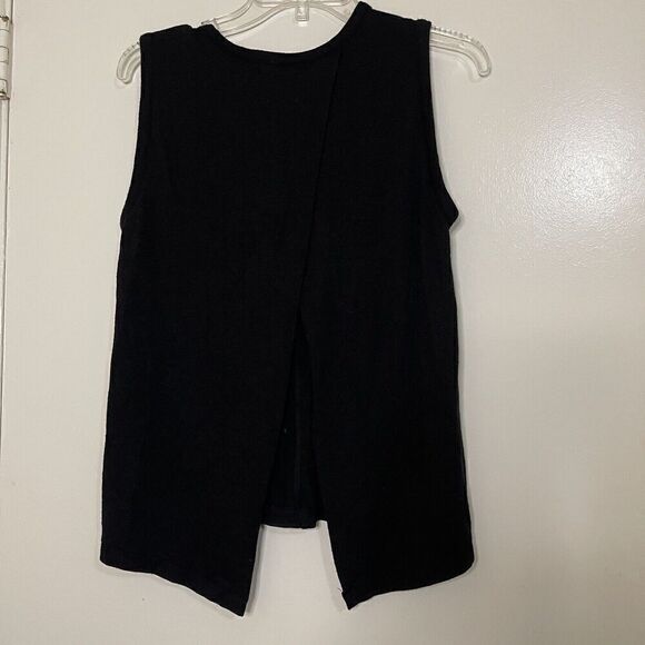 Rag & Bone Jean Black crew neck slit back knit tank top size small - Picture 5 of 6